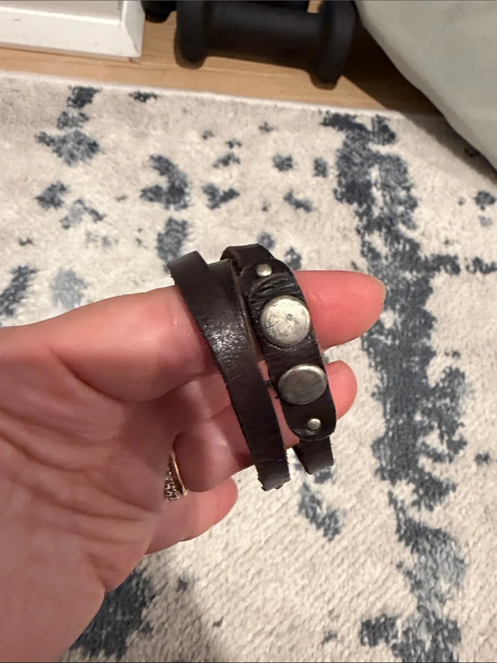 Brown Leather Wrap Bracelet with Gold Studs